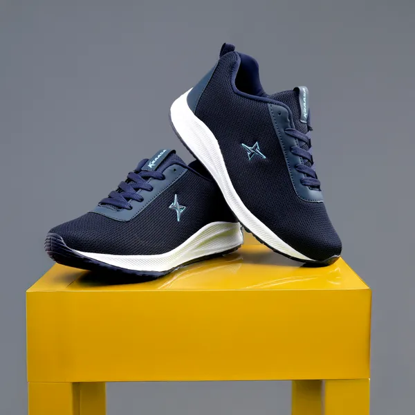 Navy_Synthetic_Leather_Lace_Up_Running_Shoes_|_For_Men