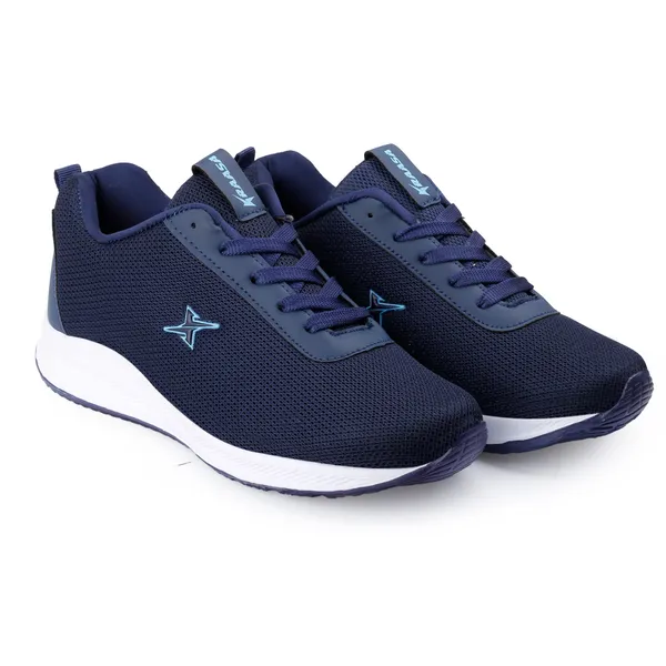Navy_Synthetic_Leather_Lace_Up_Running_Shoes_|_For_Men