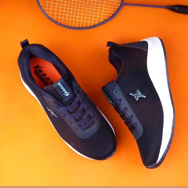 Navy_Synthetic_Leather_Lace_Up_Running_Shoes_|_For_Men