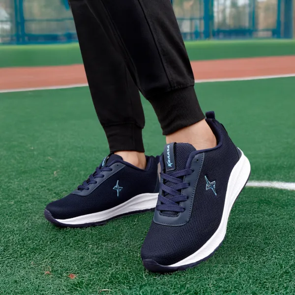 Navy_Synthetic_Leather_Lace_Up_Running_Shoes_|_For_Men