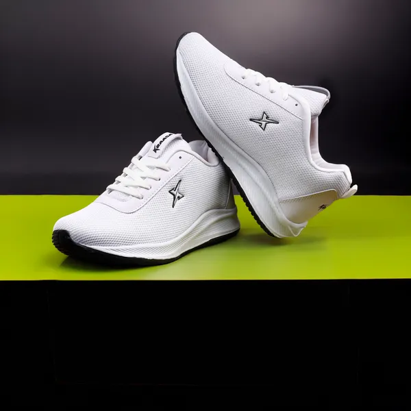 White_Synthetic_Leather_Lace_Up_Running_Shoes_|_For_Men
