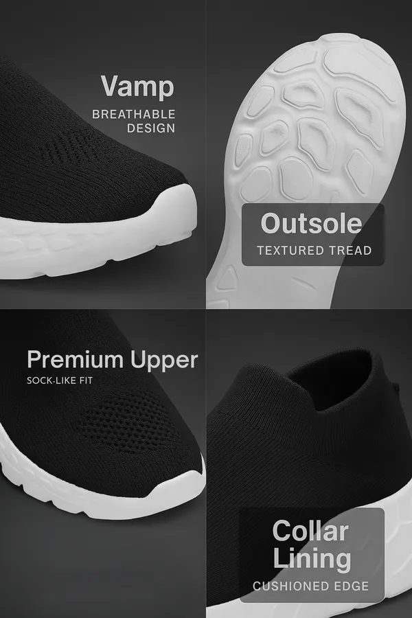 Black_&_White_Synthetic_Leather_Lace_Up_Running_Slip_Ons_Shoes_|_For_Men