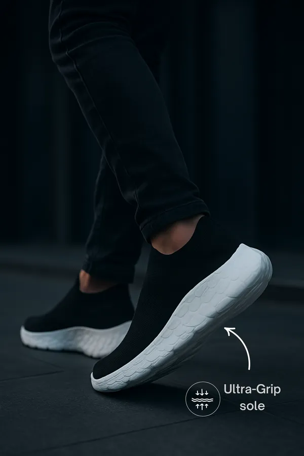Black_&_White_Synthetic_Leather_Lace_Up_Running_Slip_Ons_Shoes_|_For_Men