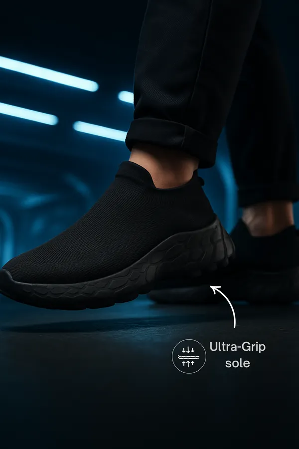 Black_Synthetic_Leather_Lace_Up_Running_Slip_Ons_Shoes_|_For_Men