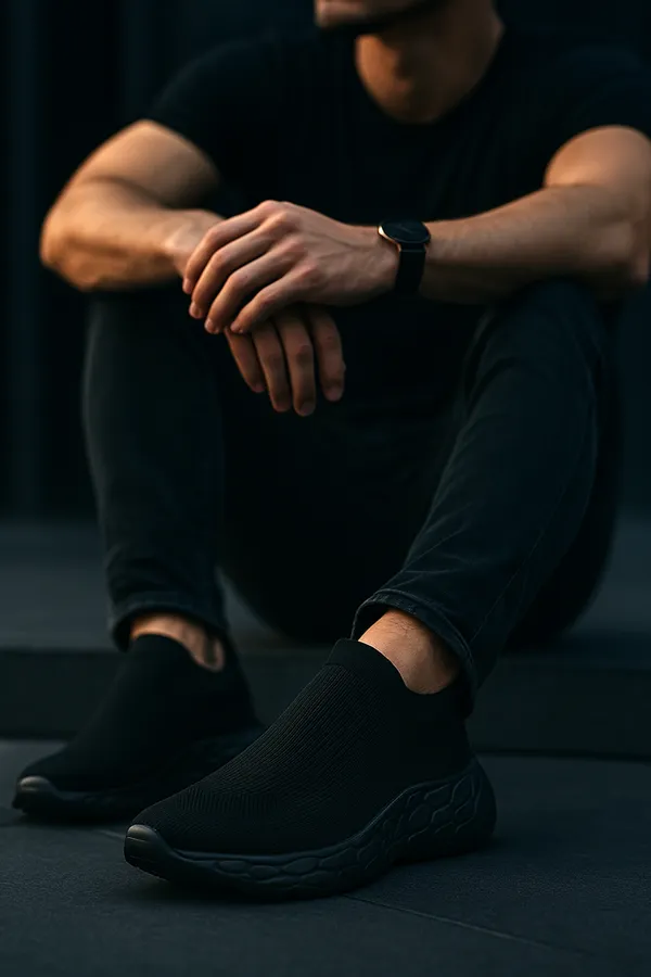 Black_Synthetic_Leather_Lace_Up_Running_Slip_Ons_Shoes_|_For_Men
