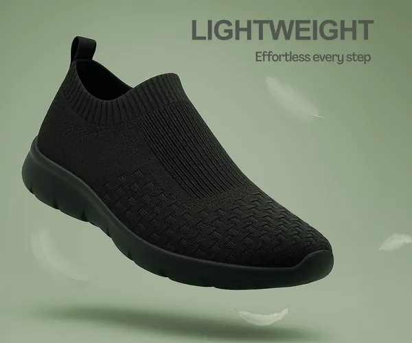 ZONIC_Dark_Black_Knit_Upper_Slip_Ons_Walking_Shoes_|_For_Men