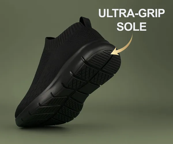 ZONIC_Dark_Black_Knit_Upper_Slip_Ons_Walking_Shoes_|_For_Men