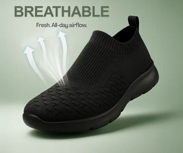 ZONIC_Dark_Black_Knit_Upper_Slip_Ons_Walking_Shoes_|_For_Men