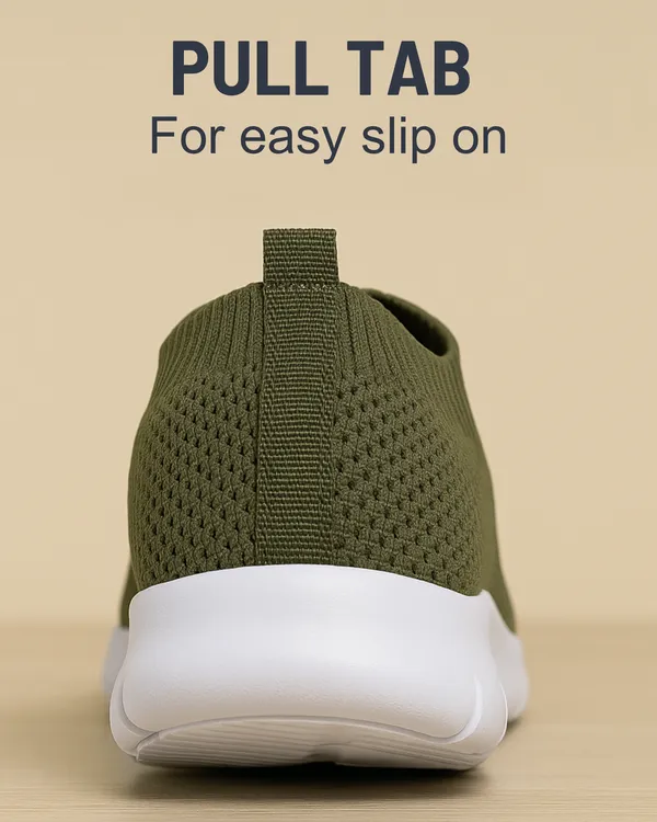 ZONIC_Army_Green_Knit_Upper_Men's_Walking_Running_Gym_Shoes_|_Lightweight_&_Cushioned