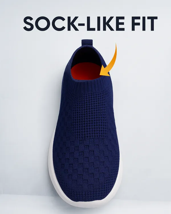 ZONIC_Navy_Knit_Upper_Men's_Walking_Running_Gym_Shoes_|_Lightweight_&_Cushioned