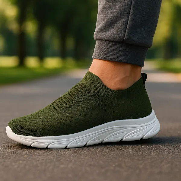 CLOUDEASE_Army_Green_Men's_Lightweight_Knit_Sneakers_with_Memory_Insole_|_Breathable,_Running,_Walking_&_Gym_Shoes_(Sizes_6-10,_Multiple_Colors)