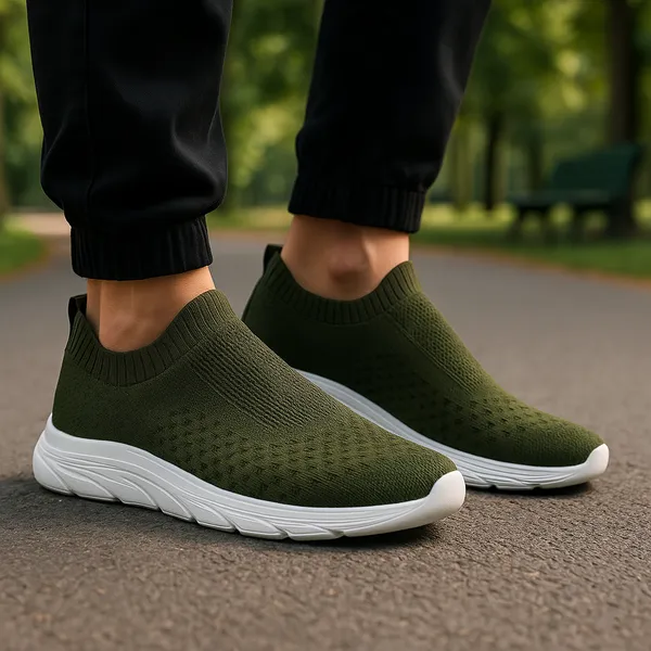CLOUDEASE_Army_Green_Men's_Lightweight_Knit_Sneakers_with_Memory_Insole_|_Breathable,_Running,_Walking_&_Gym_Shoes_(Sizes_6-10,_Multiple_Colors)
