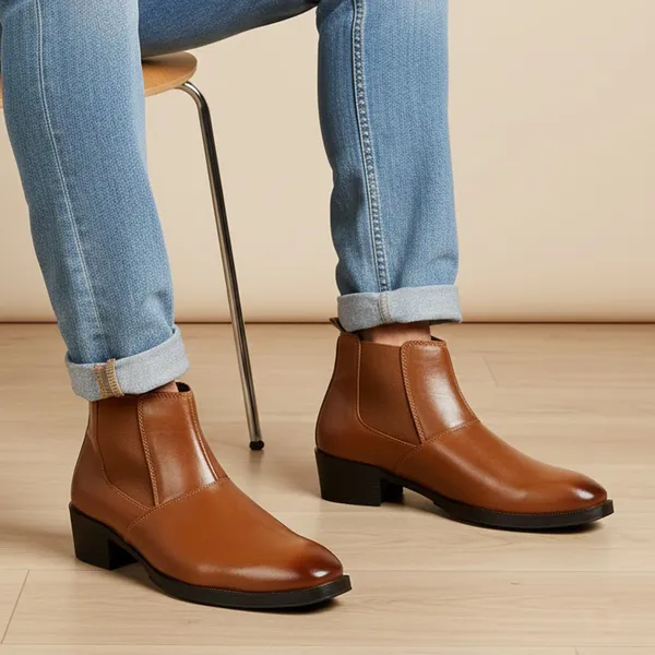 Kraasa_Men's_Height_Increasing_Chelsea_Boots_|_PU_Leather_Slip-On_Ankle_Boots_|_Comfortable_Formal_&_Smart_Casual_Footwear