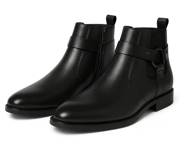Kraasa_The_Harness_Men_stylish_vegan_Leather_Chelsea_Boots_with_Side_Zipper_&_O-ring_Strap_Elastic_Panel_Ankle_Boot_(Tan_/_Black_/_Brown)