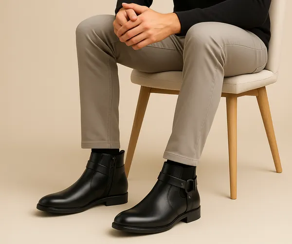 Kraasa_The_Harness_Men_stylish_vegan_Leather_Chelsea_Boots_with_Side_Zipper_&_O-ring_Strap_Elastic_Panel_Ankle_Boot_(Tan_/_Black_/_Brown)