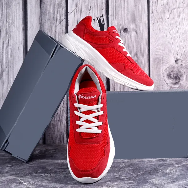 Red_Synthetic_Leather_Lace_Up_Running_Shoes_|_For_Men