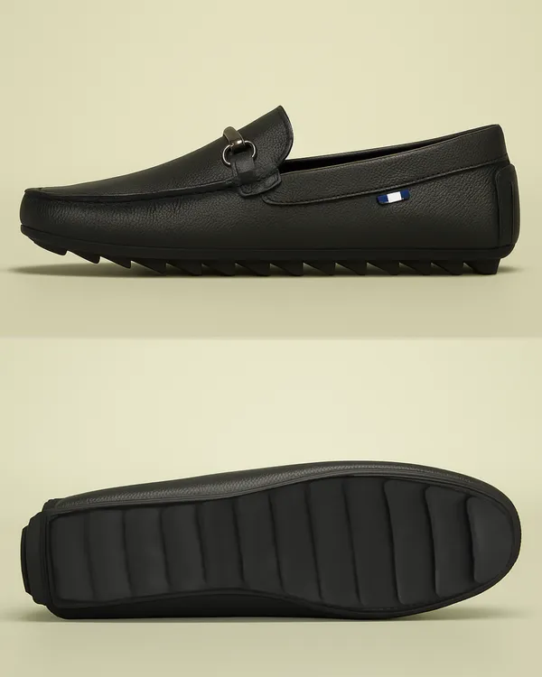 Black_Synthetic_Leather_Slip_On_Loafers_|_For_Men