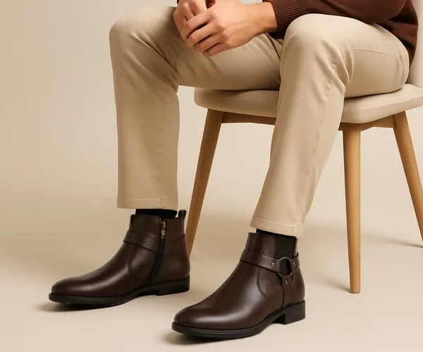 Kraasa_The_Harness_Mens_stylish_vegan_Leather_Chelsea_Boots_with_Side_Zipper_&_O-ring_Strap_Elastic_Panel_Ankle_Boot_(Tan_/_Black_/_Brown)