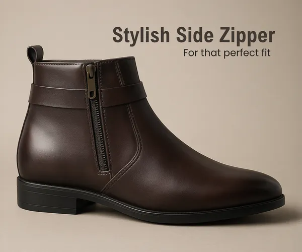 Kraasa_The_Harness_Mens_stylish_vegan_Leather_Chelsea_Boots_with_Side_Zipper_&_O-ring_Strap_Elastic_Panel_Ankle_Boot_(Tan_/_Black_/_Brown)