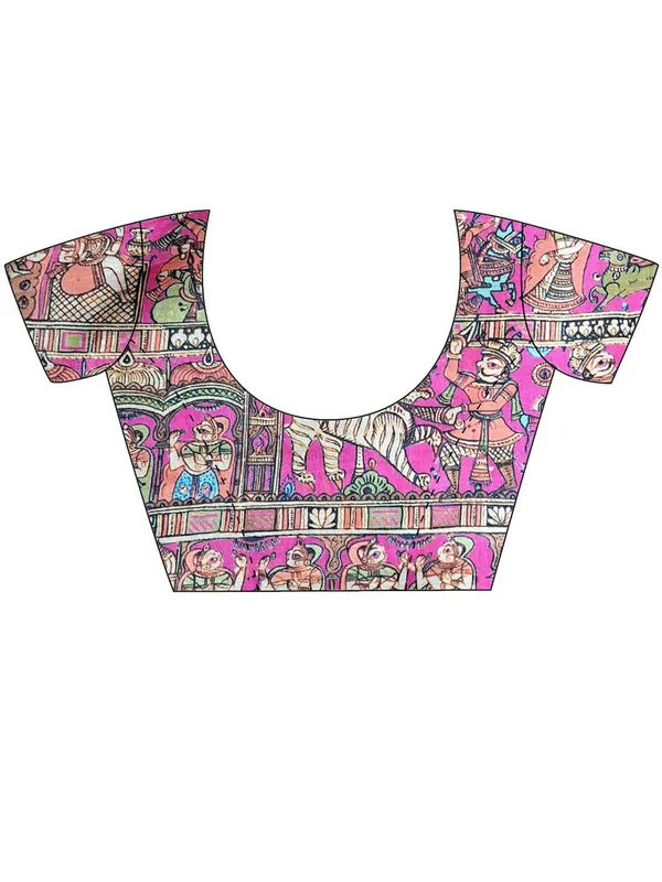 Beige_&_Pink_Elegant_Madhubani_Digital_Print_Saree_For_Women_|_With_Unstitched_Blouse