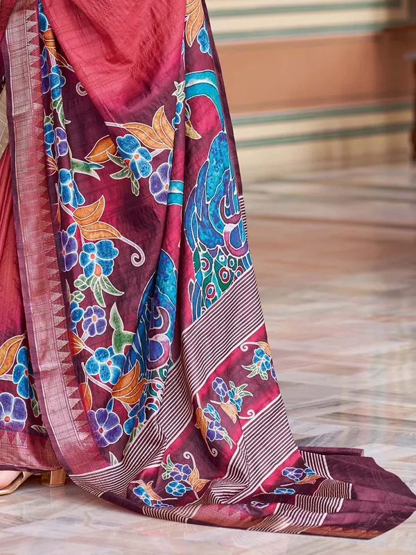 Maroon_Rajgharana_Kalamkari_Woven_Design_Saree_For_Women_|_With_Unstitched_Blouse