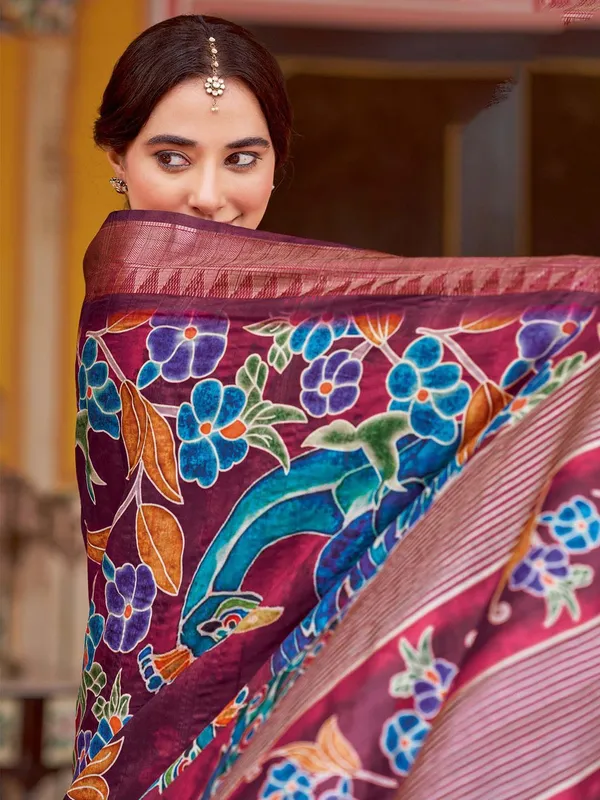 Maroon_Rajgharana_Kalamkari_Woven_Design_Saree_For_Women_|_With_Unstitched_Blouse