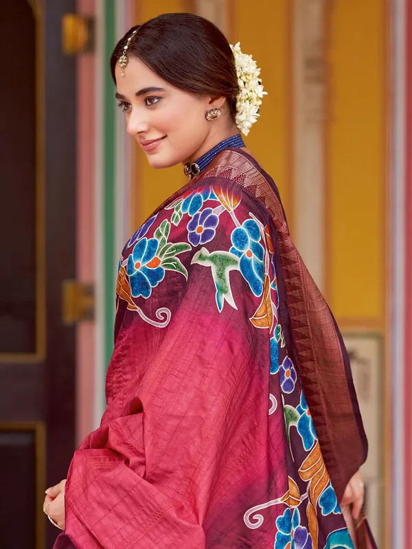 Maroon_Rajgharana_Kalamkari_Woven_Design_Saree_For_Women_|_With_Unstitched_Blouse