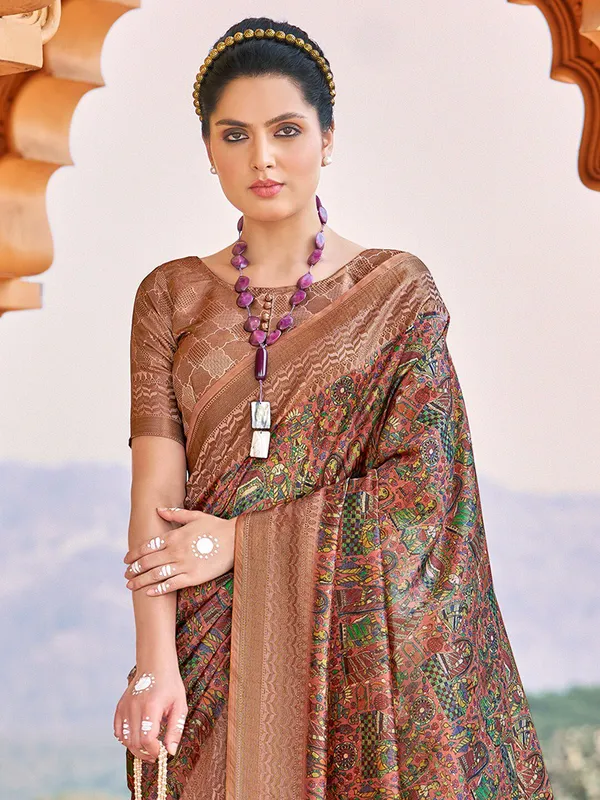 Beige_Banarasi_Silk_With_Multicolor_Floral_Motifs_&_Zari_Detailing_Saree_For_Women_|_With_Unstitched_Blouse