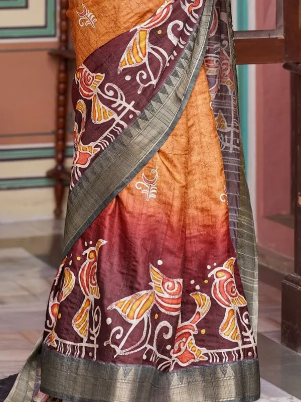 Rust_Rajgharana_Kalamkari_Woven_Design_Saree_For_Women_|_With_Unstitched_Blouse
