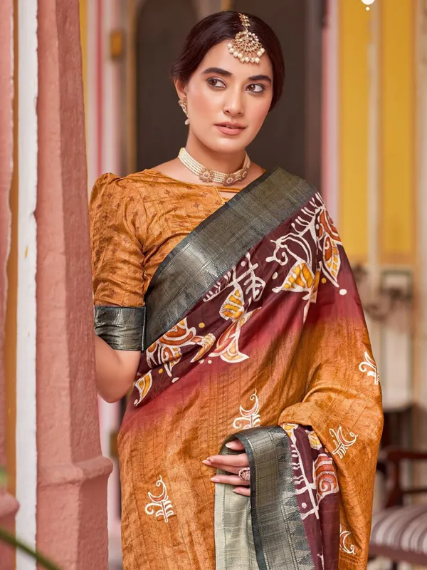 Rust_Rajgharana_Kalamkari_Woven_Design_Saree_For_Women_|_With_Unstitched_Blouse