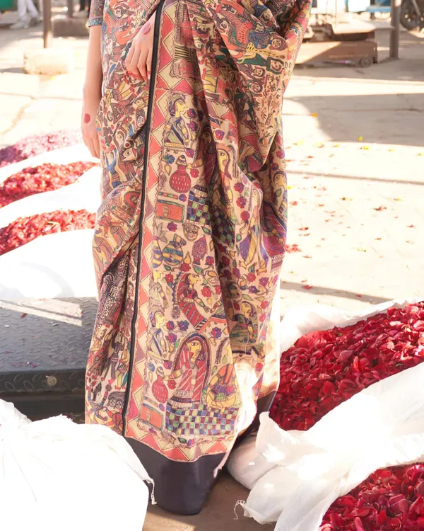 Beige_&_Red_Baluchari_Vibrant_Madhubani_Digital_Print_Saree_For_Women_|_With_Unstitched_Blouse