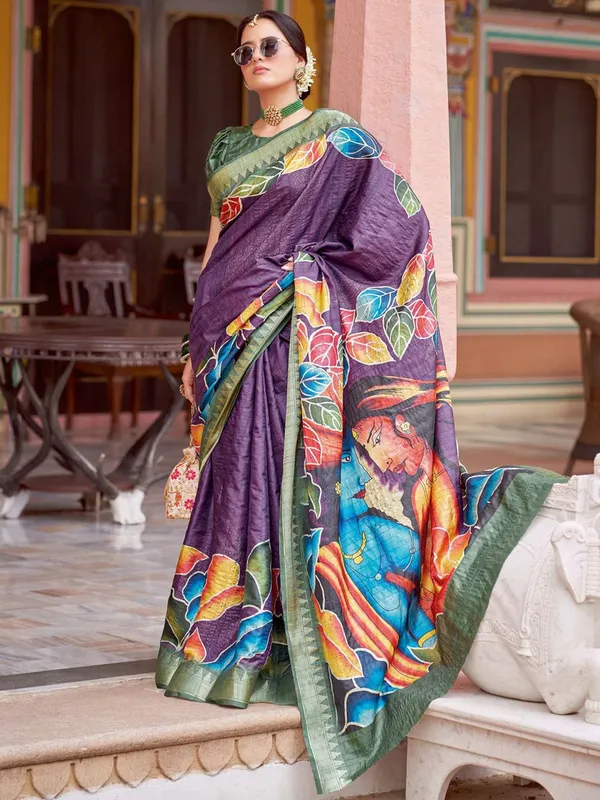 Purple_Rajgharana_Kalamkari_Woven_Design_Saree_For_Women_|_With_Unstitched_Blouse