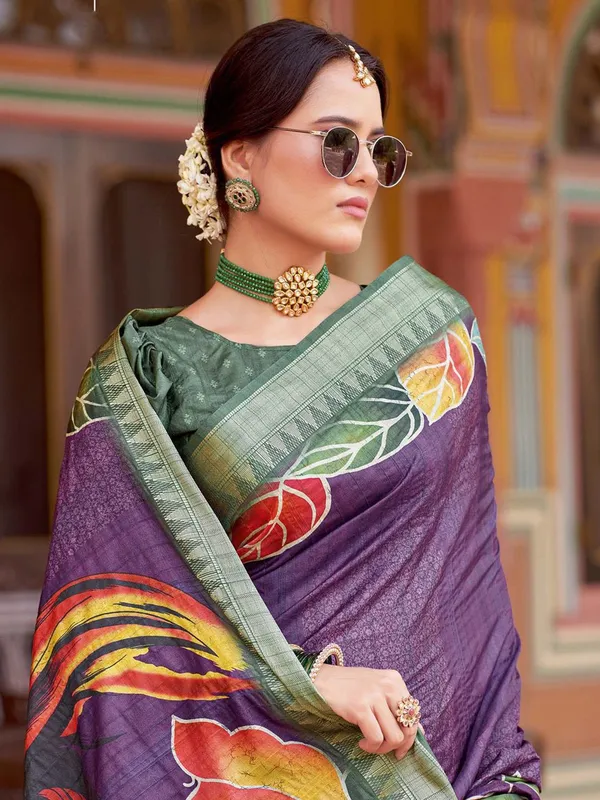 Purple_Rajgharana_Kalamkari_Woven_Design_Saree_For_Women_|_With_Unstitched_Blouse