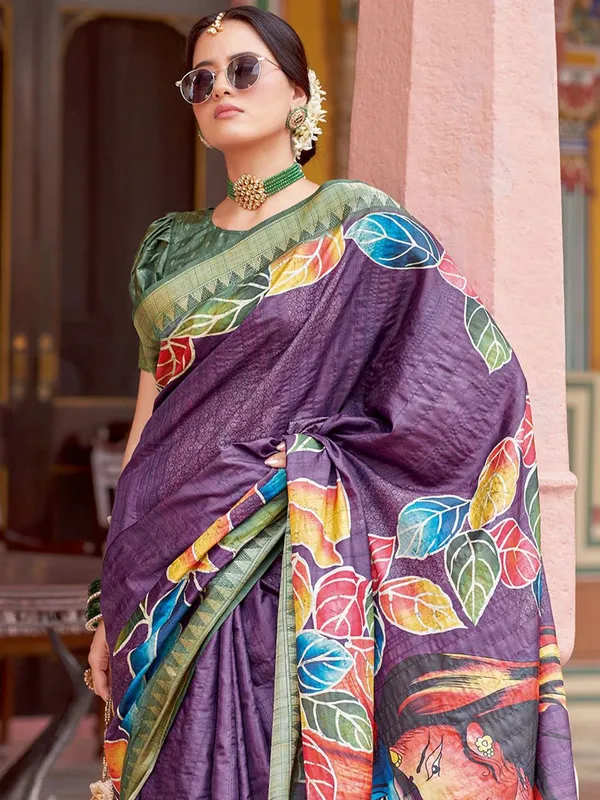 Purple_Rajgharana_Kalamkari_Woven_Design_Saree_For_Women_|_With_Unstitched_Blouse
