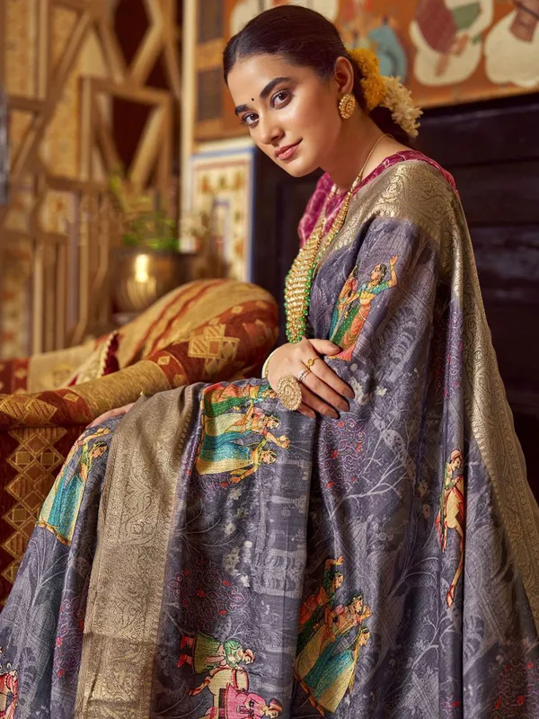 Purple_Kalamkari_Elegance_With_Sungudi_Soul_Saree_For_Women_|_With_Unstitched_Blouse