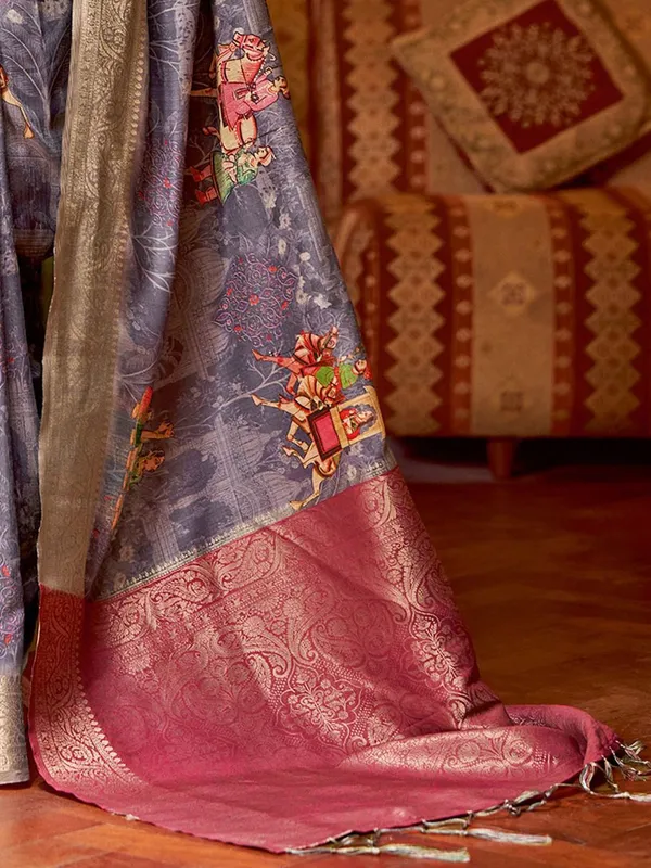 Purple_Kalamkari_Elegance_With_Sungudi_Soul_Saree_For_Women_|_With_Unstitched_Blouse