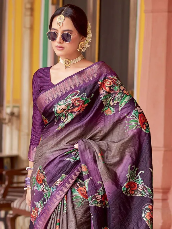 Purple_Rajgharana_Kalamkari_Woven_Design_Saree_For_Women_|_With_Unstitched_Blouse