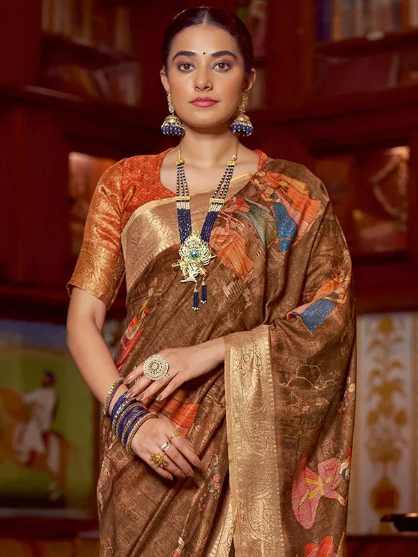 Orange_Kalamkari_Elegance_With_Sungudi_Soul_Saree_For_Women_|_With_Unstitched_Blouse