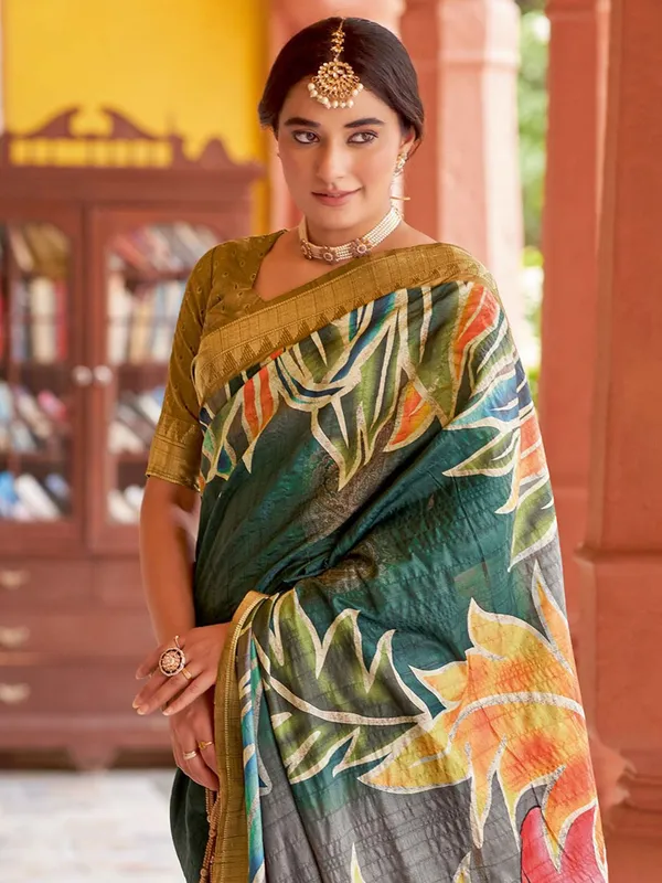 Blue_&_Yellow_Rajgharana_Kalamkari_Woven_Design_Saree_For_Women_|_With_Unstitched_Blouse