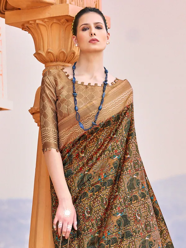 Multicolor_Banarasi_Silk_With_Exquisite_Zari_Detailing_&_Floral_Motifs_Saree_For_Women_|_With_Unstitched_Blouse