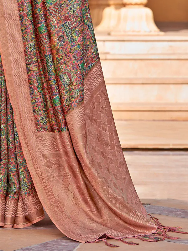 Multicolor_Banarasi_Silk_With_Opulent_Zari_Detailing_&_Traditional_Motifs_Saree_For_Women_|_With_Unstitched_Blouse