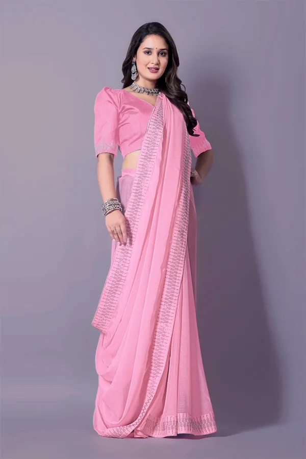 Pink_Silk_Blend_Diamond_Work_Died_Saree_With_Unstitched_Blouse_Piece