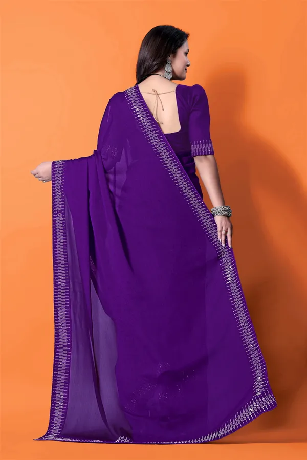 Purple_Silk_Blend_Diamond_Work_Died_Saree_With_Unstitched_Blouse_Piece