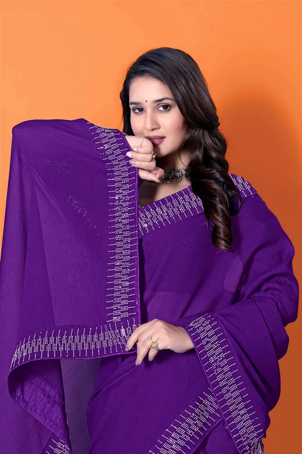 Purple_Silk_Blend_Diamond_Work_Died_Saree_With_Unstitched_Blouse_Piece