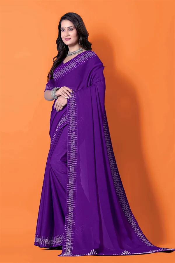 Purple_Silk_Blend_Diamond_Work_Died_Saree_With_Unstitched_Blouse_Piece
