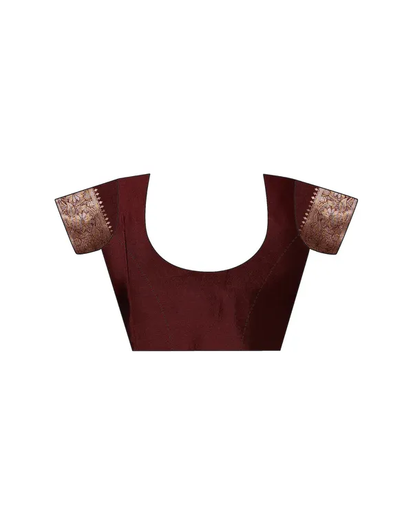 Maroon_Elegant_Silk_Blend_Banarasi_Saree_With_Unstitched_Blouse_Piece