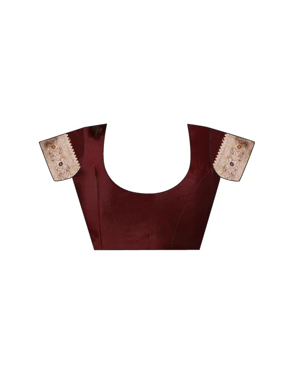 Maroon_Elegant_Silk_Blend_Kanjeevaram_Saree_With_Unstitched_Blouse_Piece