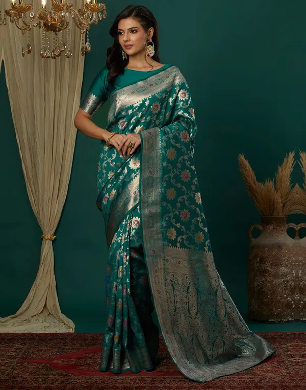 Rama_Elegant_Silk_Blend_Kanjeevaram_Saree_With_Unstitched_Blouse_Piece