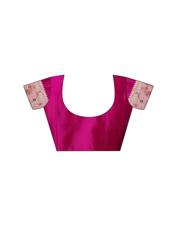 Pink_Elegant_Silk_Blend_Kanjeevaram_Saree_With_Unstitched_Blouse_Piece