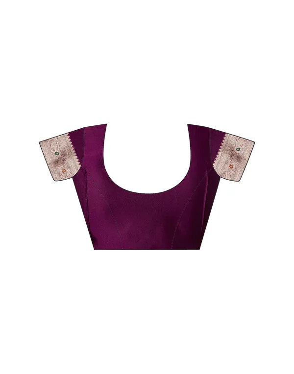 Wine_Elegant_Silk_Blend_Kanjeevaram_Saree_With_Unstitched_Blouse_Piece